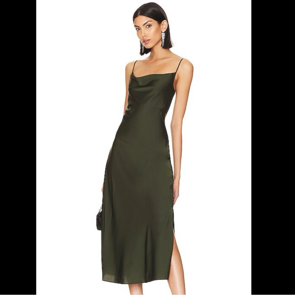 AllSaints Hadley Midi Dress in Forest Green